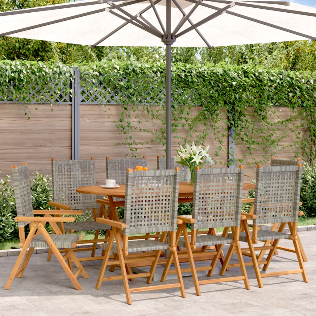 Gartenstuhl Verstellbar 6 Stk. Poly Rattan Massivholz