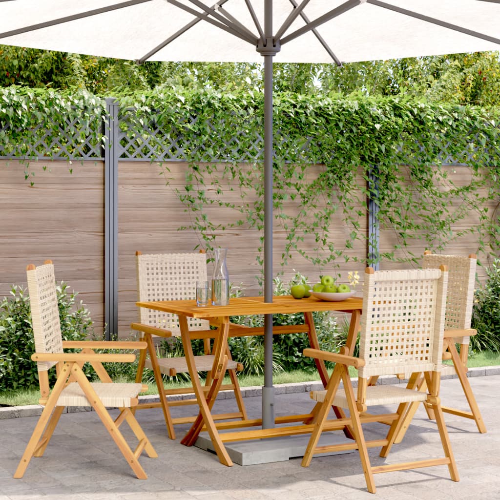 Gartenstuhl Verstellbar 6 Stk. Poly Rattan Massivholz