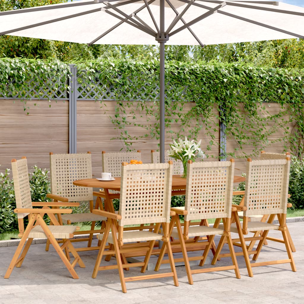 Gartenstuhl Verstellbar 6 Stk. Poly Rattan Massivholz