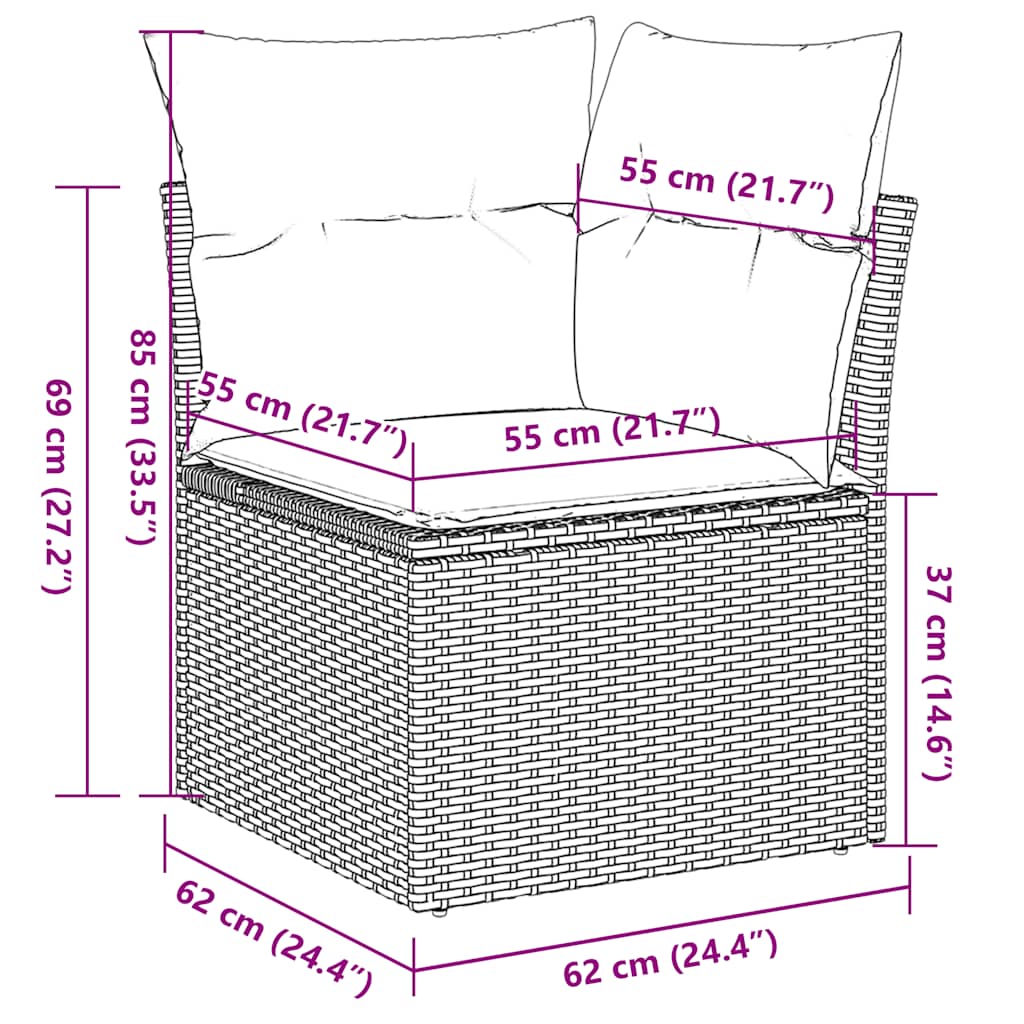5-Tlg. Garten-Sofagarnitur Mit Kissen Poly Rattan