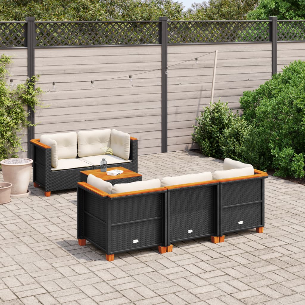 6-Tlg. Garten-Sofagarnitur Mit Kissen Poly Rattan