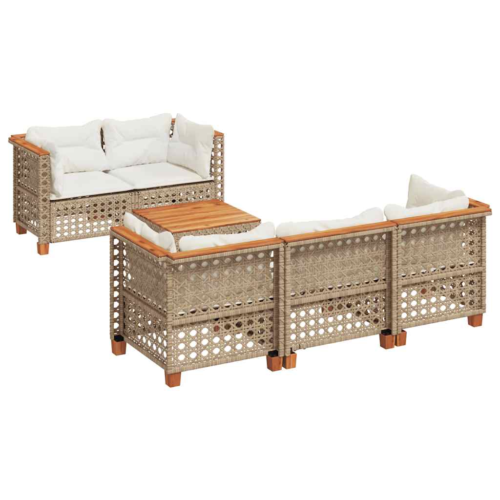 6-Tlg. Garten-Sofagarnitur Mit Kissen Poly Rattan