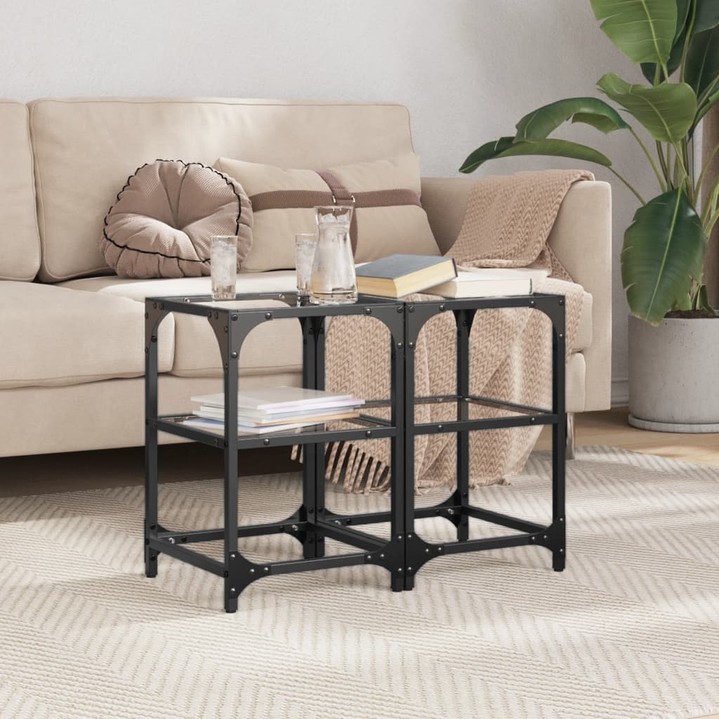 Couchtisch Mit Glasplatte Schwarz Stahl