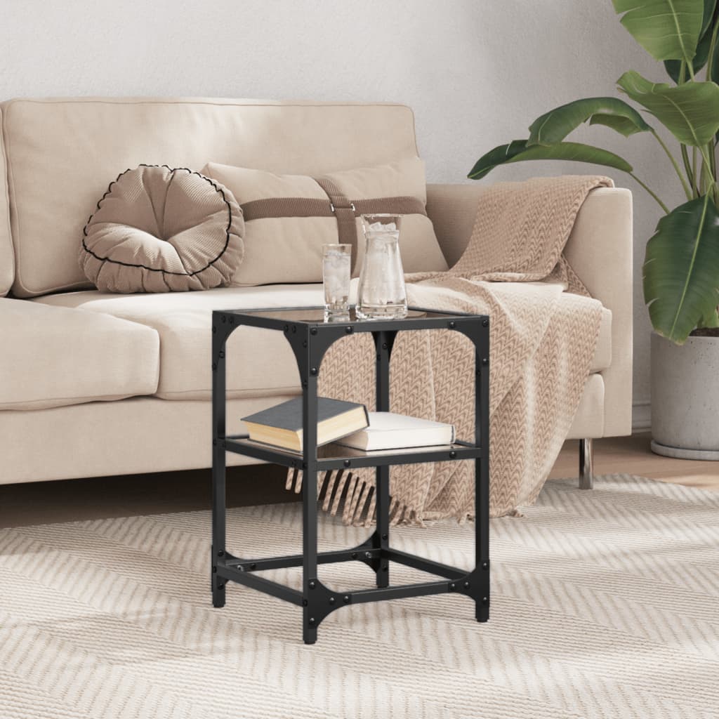 Couchtisch Mit Glasplatte Schwarz Stahl