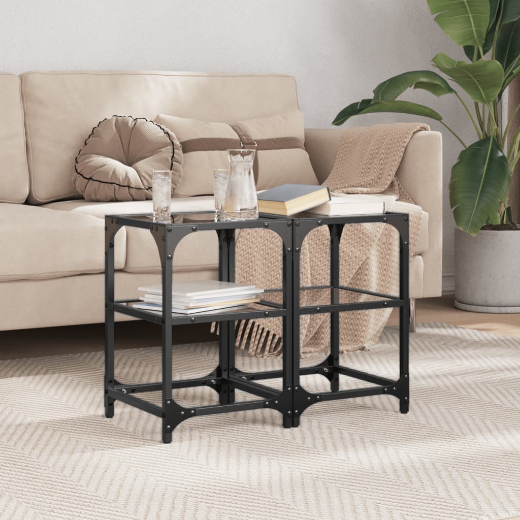 Couchtisch Mit Glasplatte Schwarz Stahl