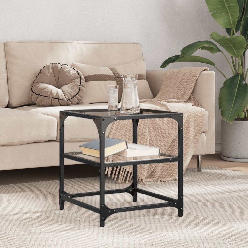 Couchtisch Mit Glasplatte Schwarz Stahl