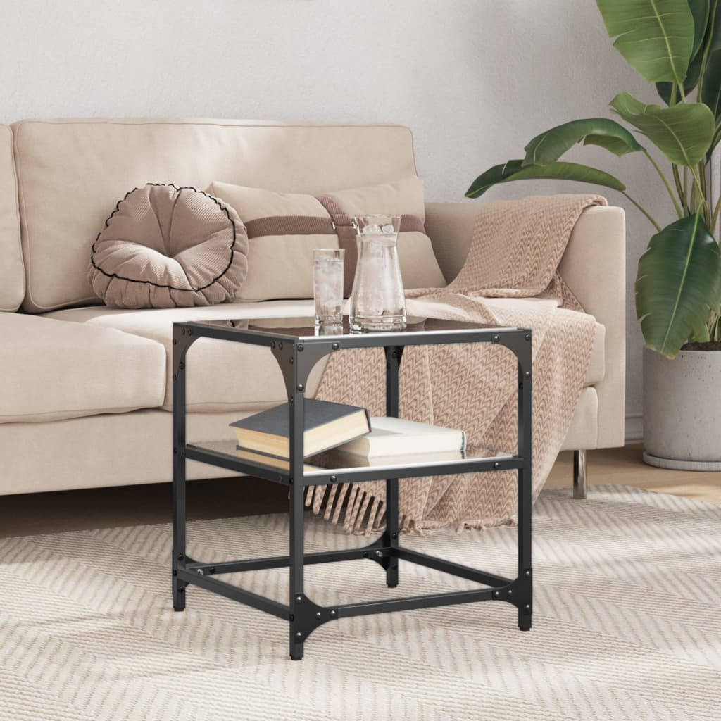 Couchtisch Mit Glasplatte Schwarz Stahl