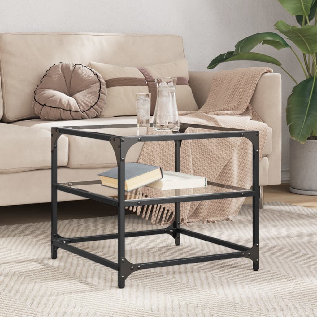 Couchtisch Mit Glasplatte Schwarz Stahl
