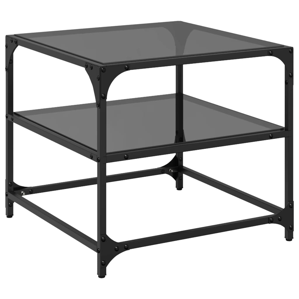 Couchtisch Mit Glasplatte Schwarz Stahl
