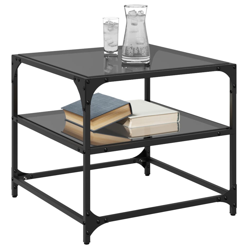 Couchtisch Mit Glasplatte Schwarz Stahl