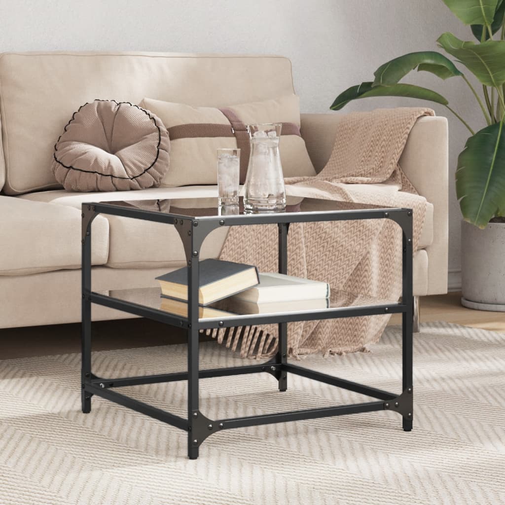 Couchtisch Mit Glasplatte Schwarz Stahl