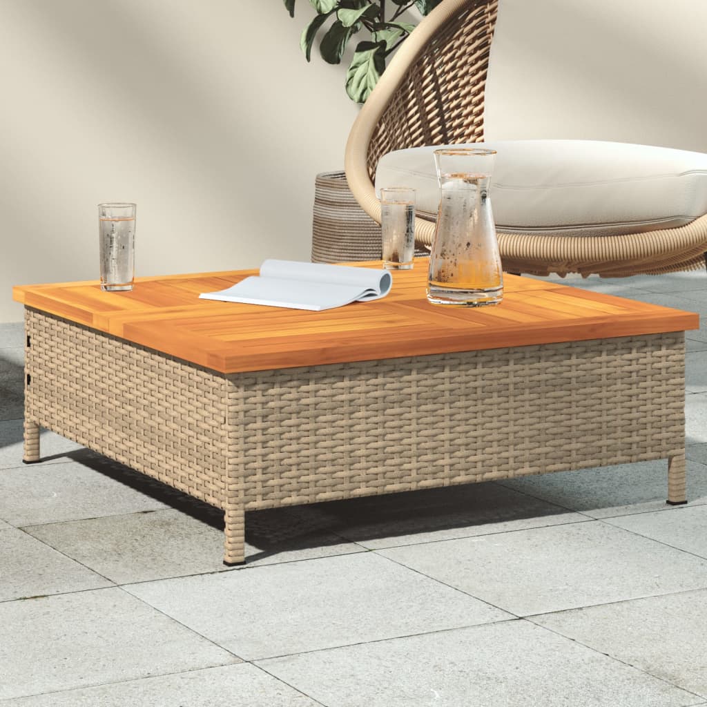 Gartentisch 70X70X25 Cm Rattan Und Akazienholz