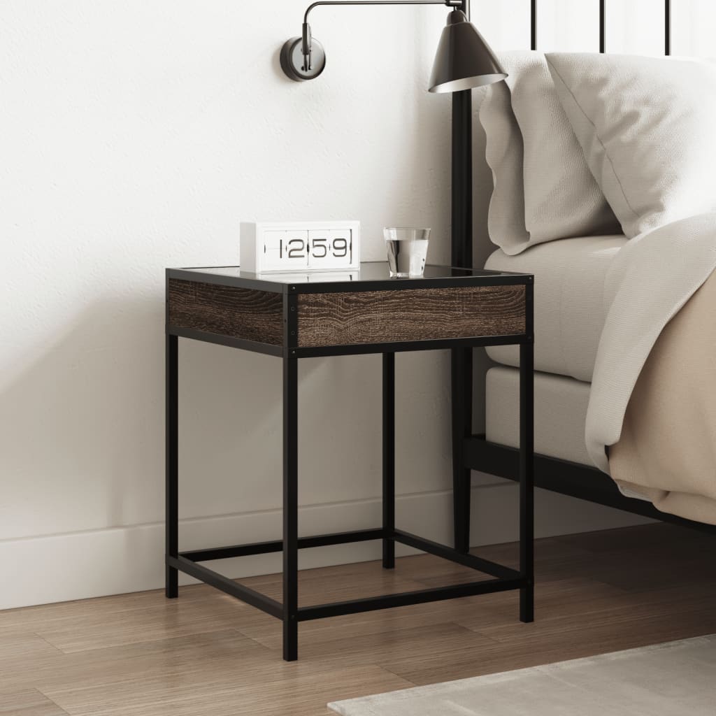 Nachttisch Mit Infinity-Led Braun Eichen-Optik 40X40X51 Cm