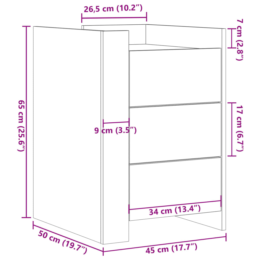 Nachttisch Sonoma-Eiche 45X50X65 Cm Holzwerkstoff