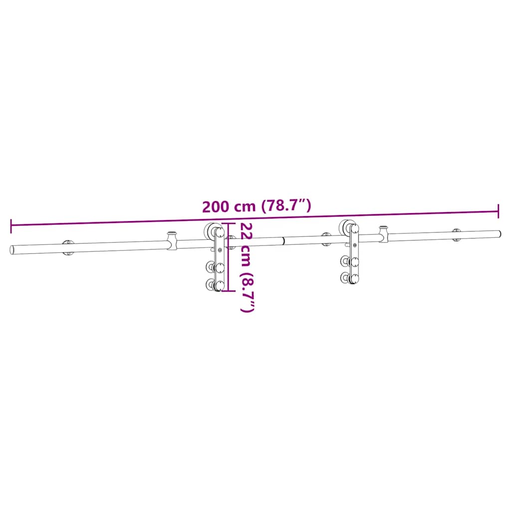 Schiebetür-Beschlagsatz Edelstahl Silbern