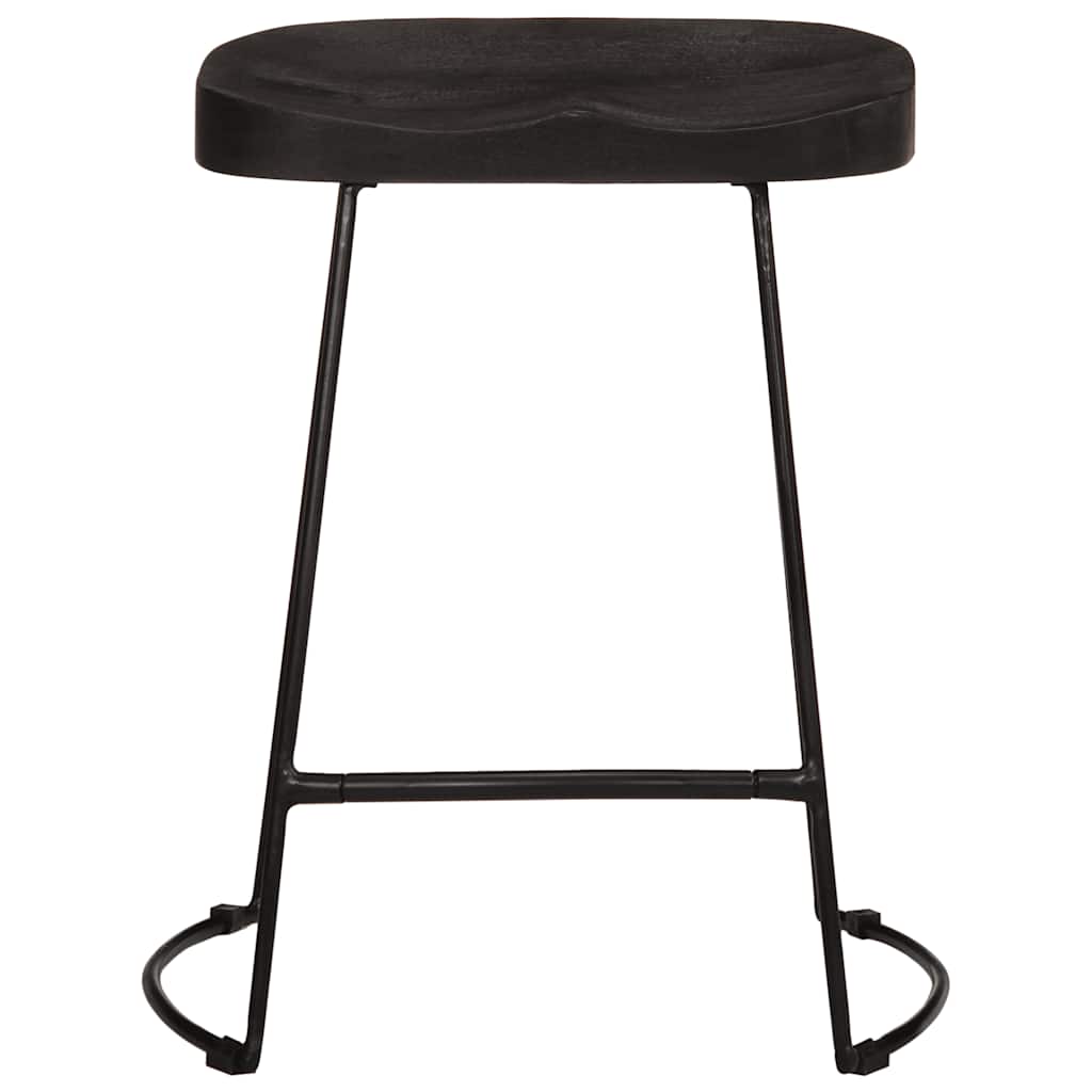 Barhocker 2 Stk. Mango Massivholz Schwarz