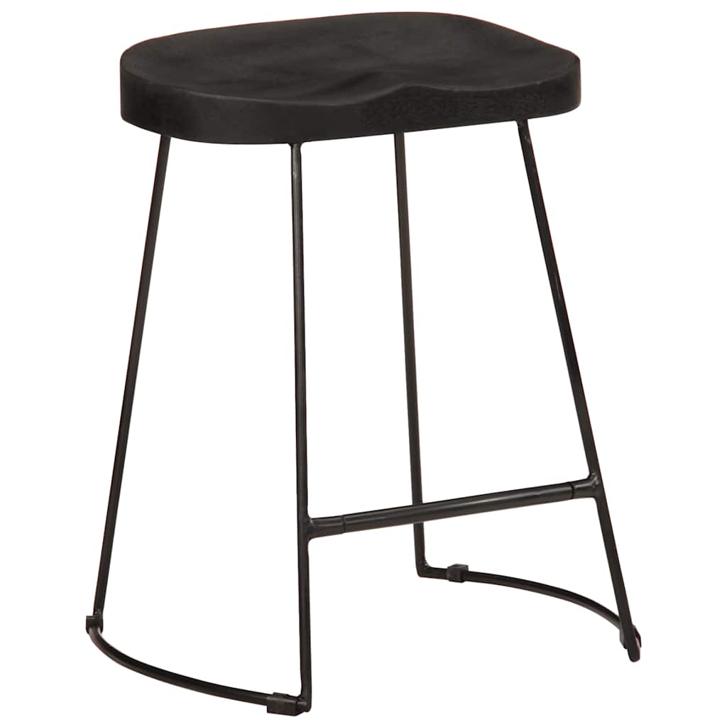 Barhocker 2 Stk. Mango Massivholz Schwarz