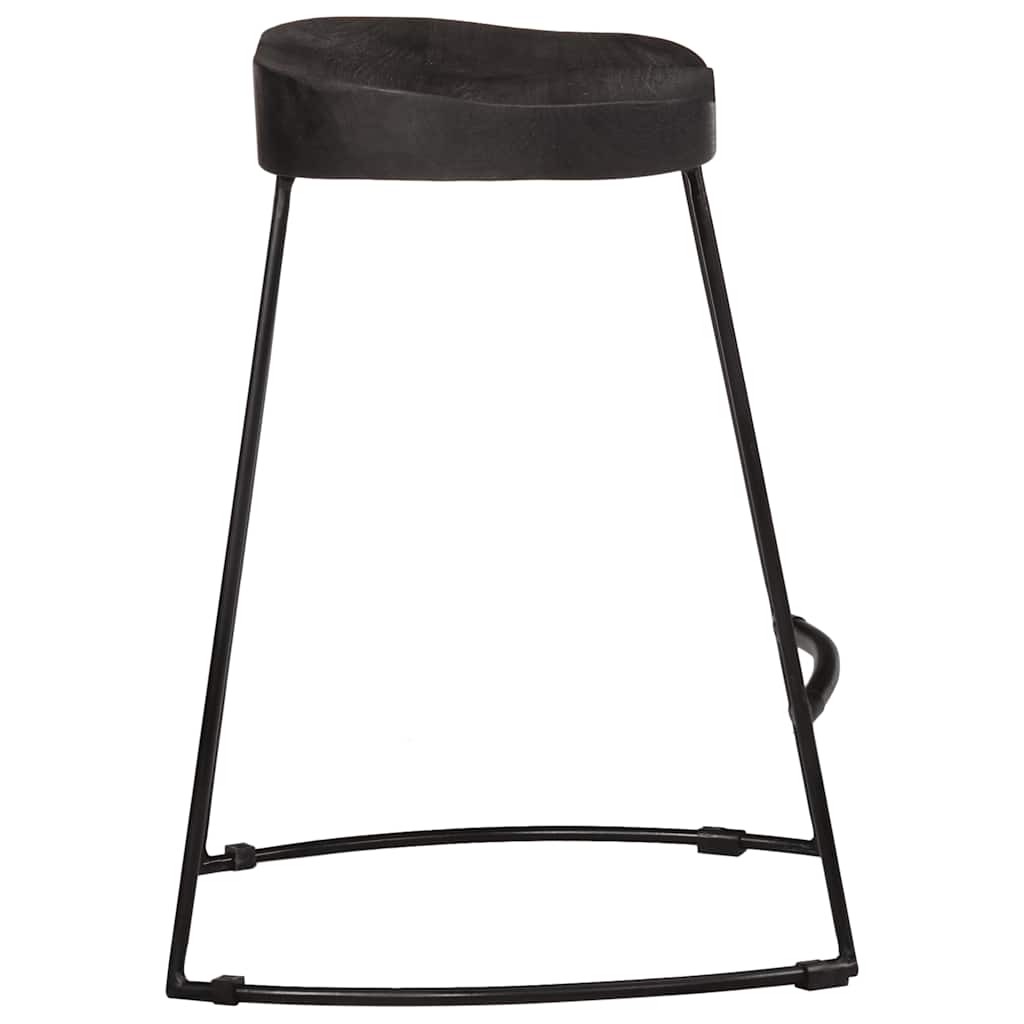 Barhocker 2 Stk. Mango Massivholz Schwarz