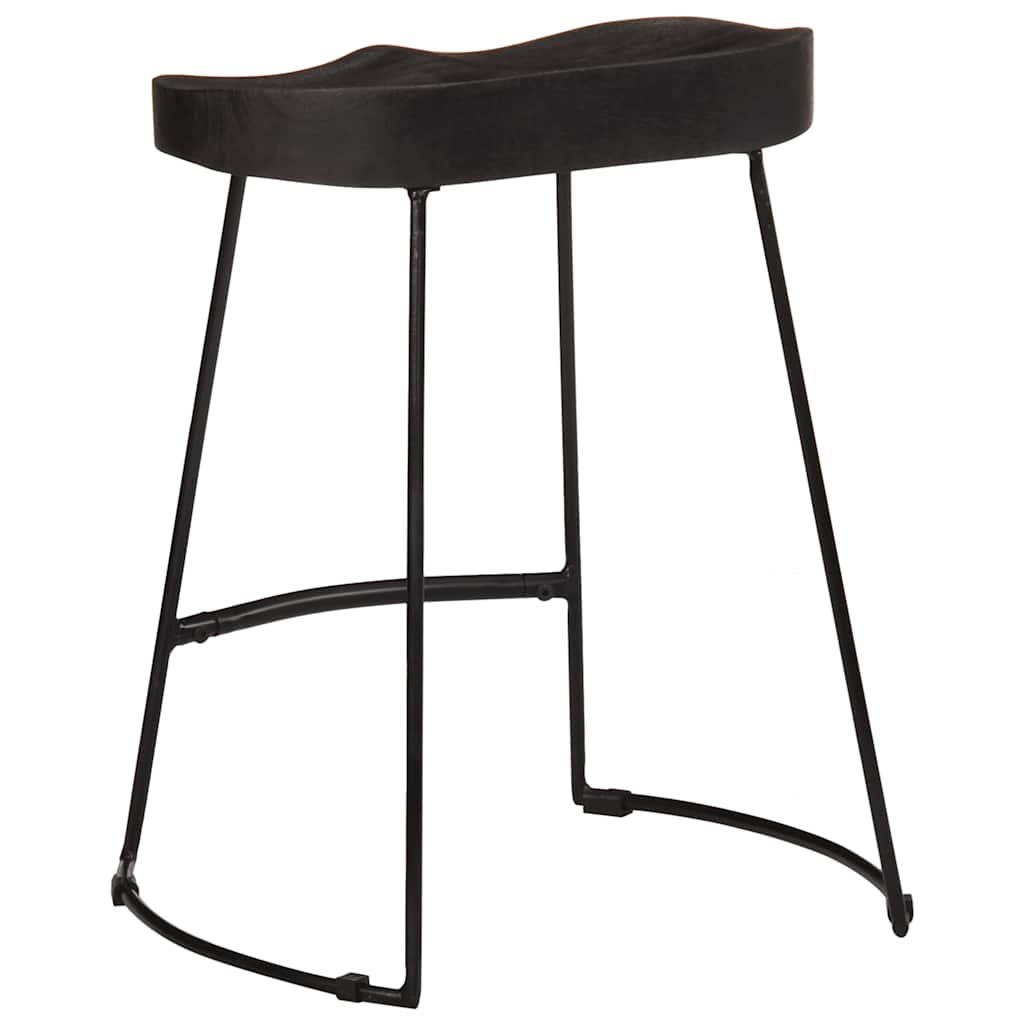 Barhocker 2 Stk. Mango Massivholz Schwarz