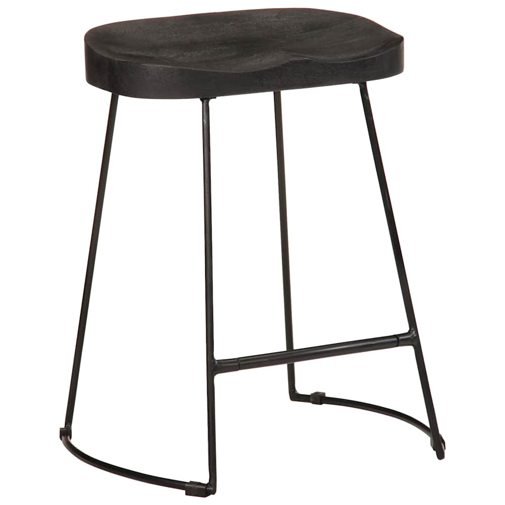 Barhocker 2 Stk. Mango Massivholz Schwarz