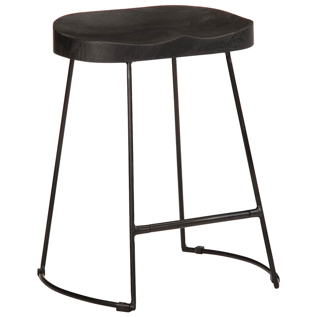 Barhocker 2 Stk. Mango Massivholz Schwarz