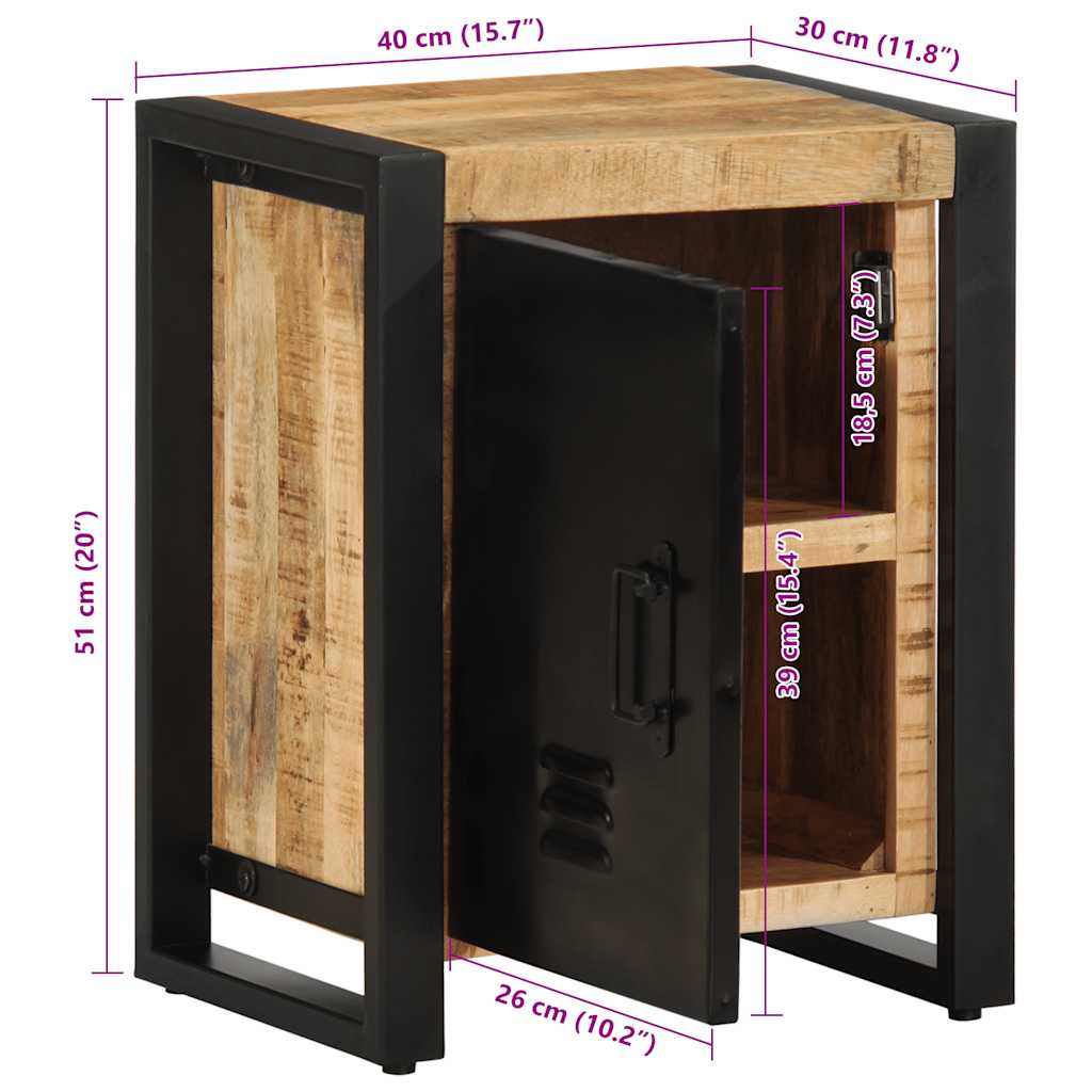 Nachttisch 40X30X51 Cm Raues Mangoholz