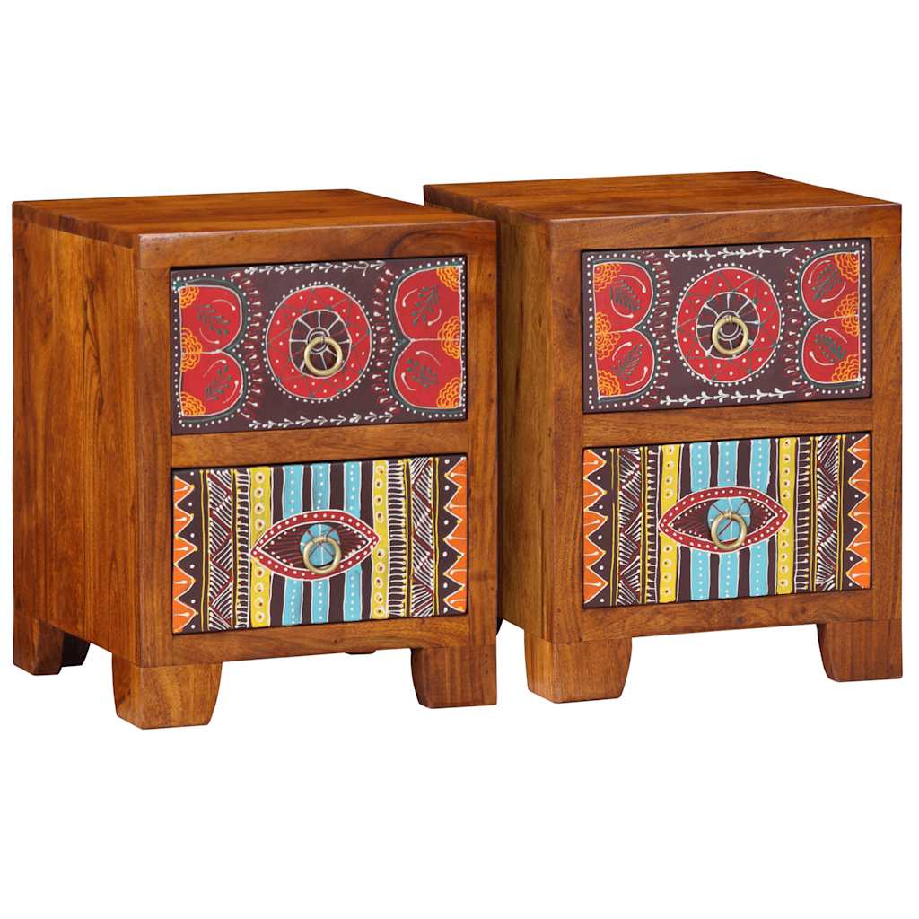 Nachttisch 2 Stk. 35X35X45 Cm Massivholz Akazie