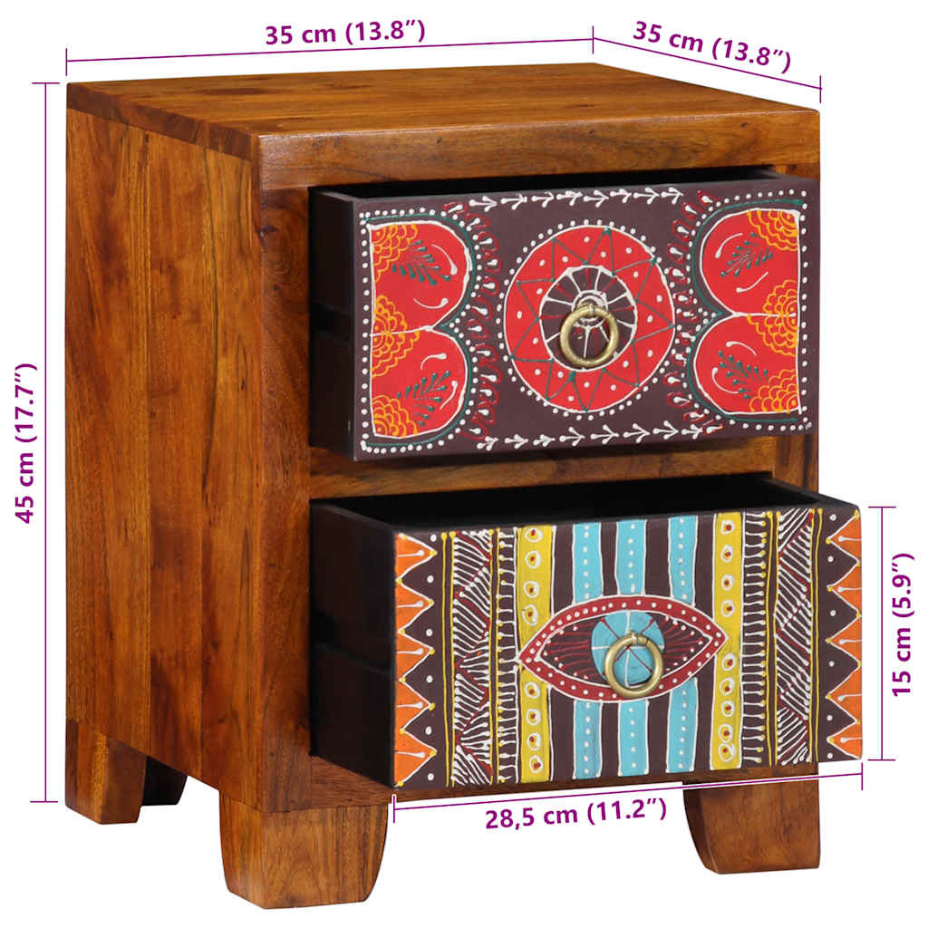Nachttisch 2 Stk. 35X35X45 Cm Massivholz Akazie