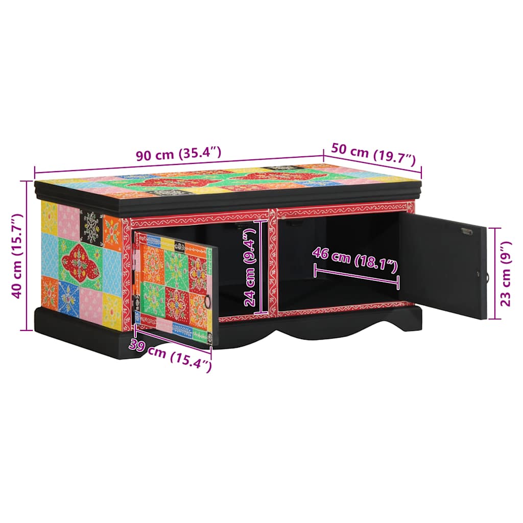 Couchtisch Mehrfarbig 90X50X40 Cm Massivholz Mango