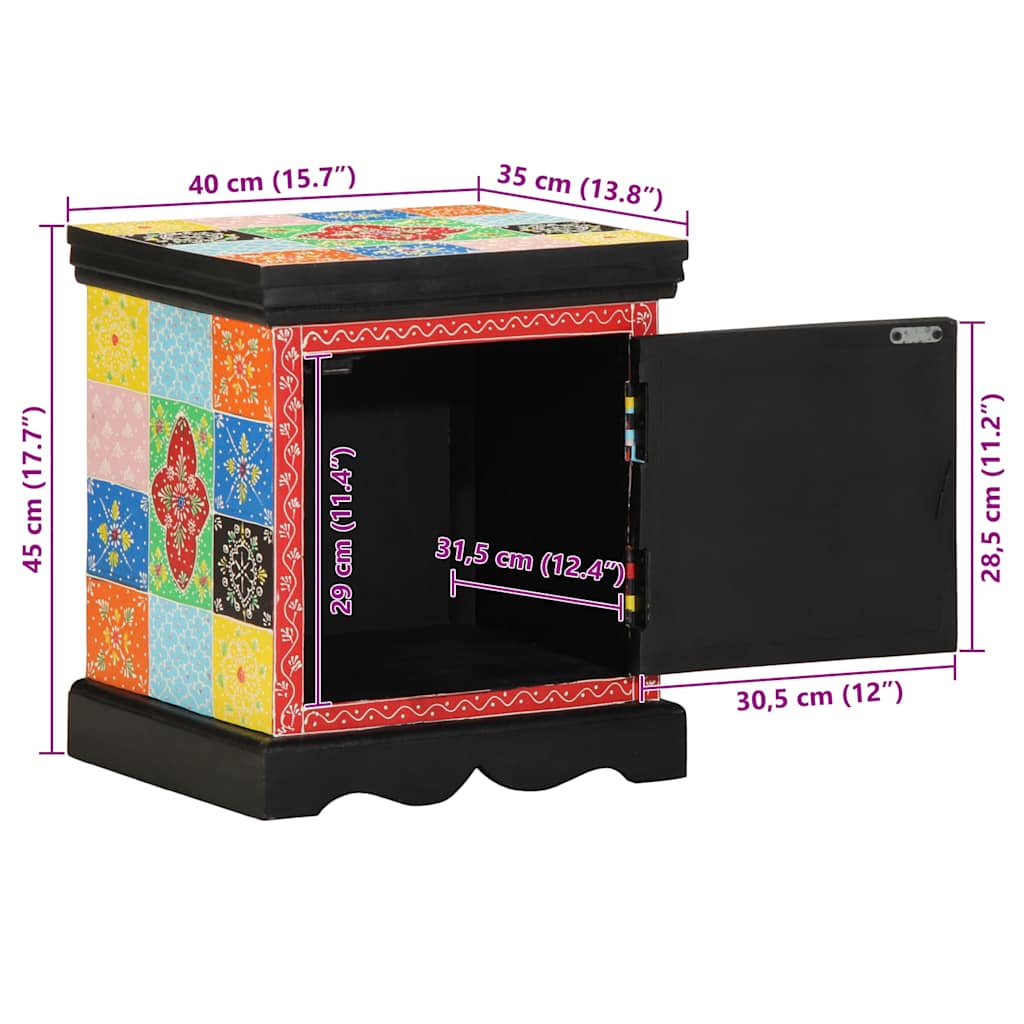 Nachttisch Mehrfarbig 40X35X45 Cm Massivholz Mango