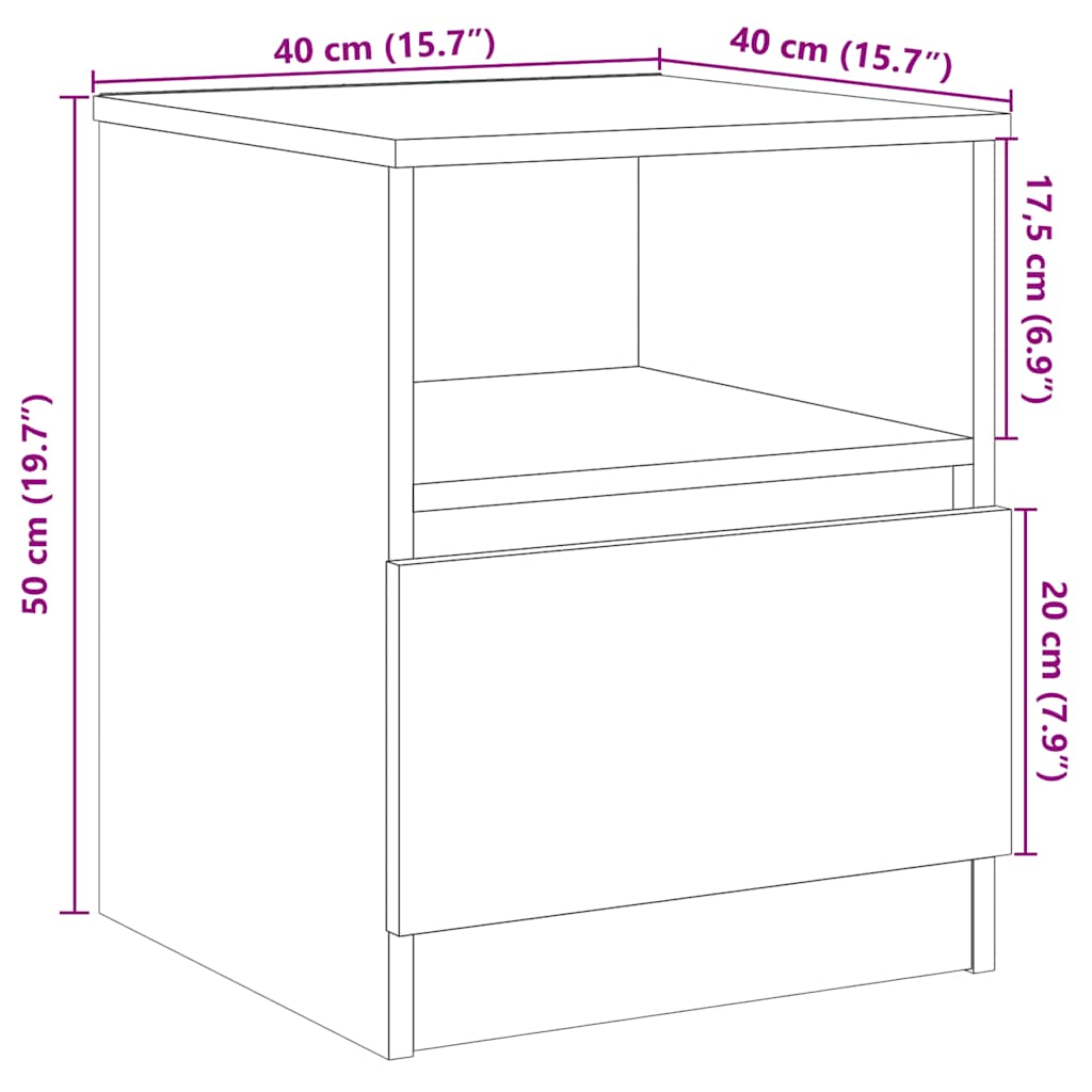 Nachttisch -Optik 40X40X50 Cm Holzwerkstoff