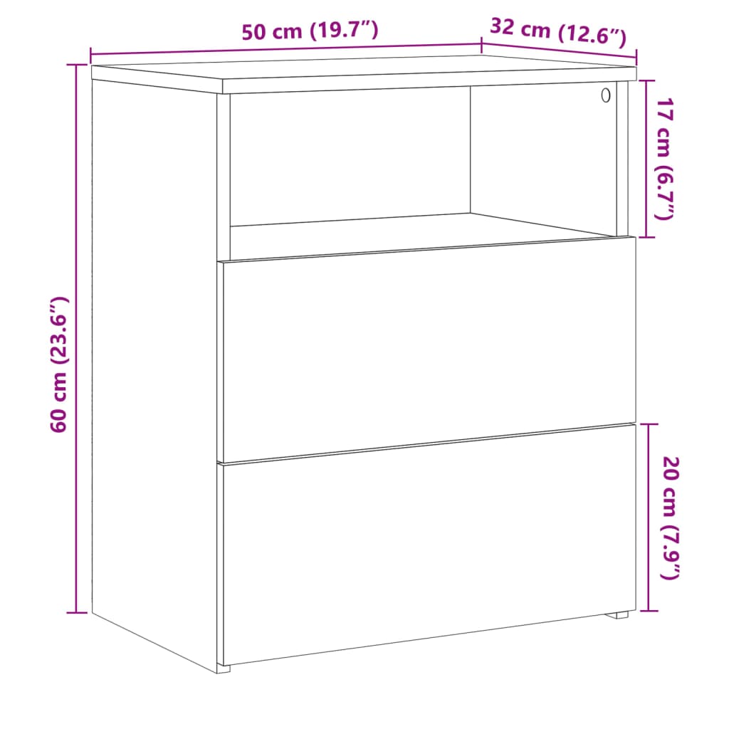 Nachttisch -Optik 50X32X60 Cm Holzwerkstoff