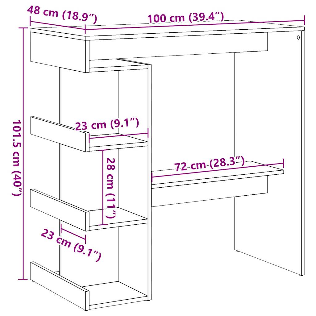Bartisch Mit Regal -Optik 100X48X101,5 Cm