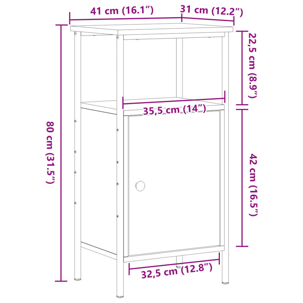 Nachttisch -Optik 41X31X80 Cm Holzwerkstoff