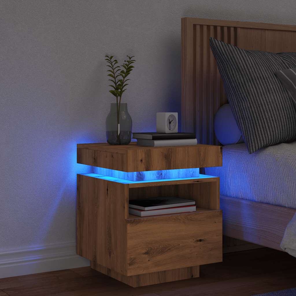 Nachttisch Mit Led-Leuchten -Optik 40X39X48,5 Cm