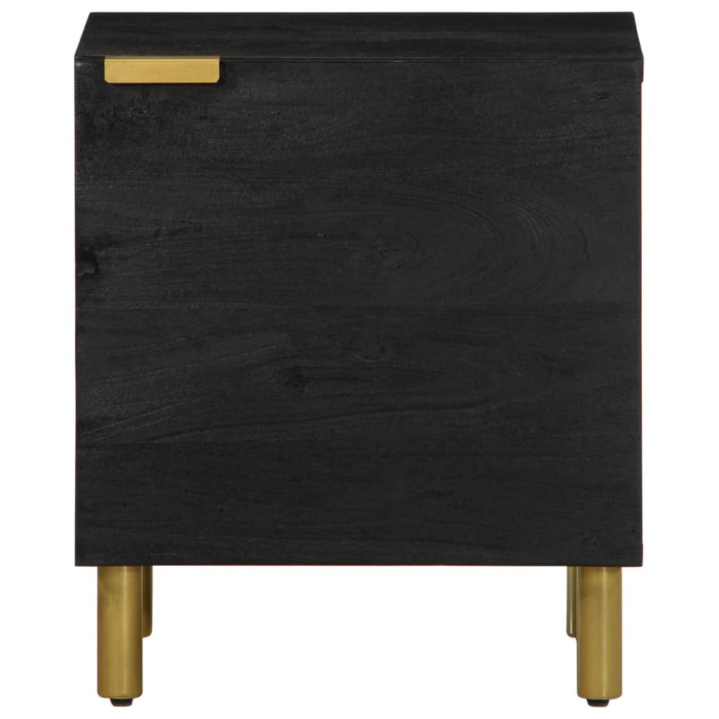 Nachttisch Schwarz 40X33X46 Cm Massivholz Mango