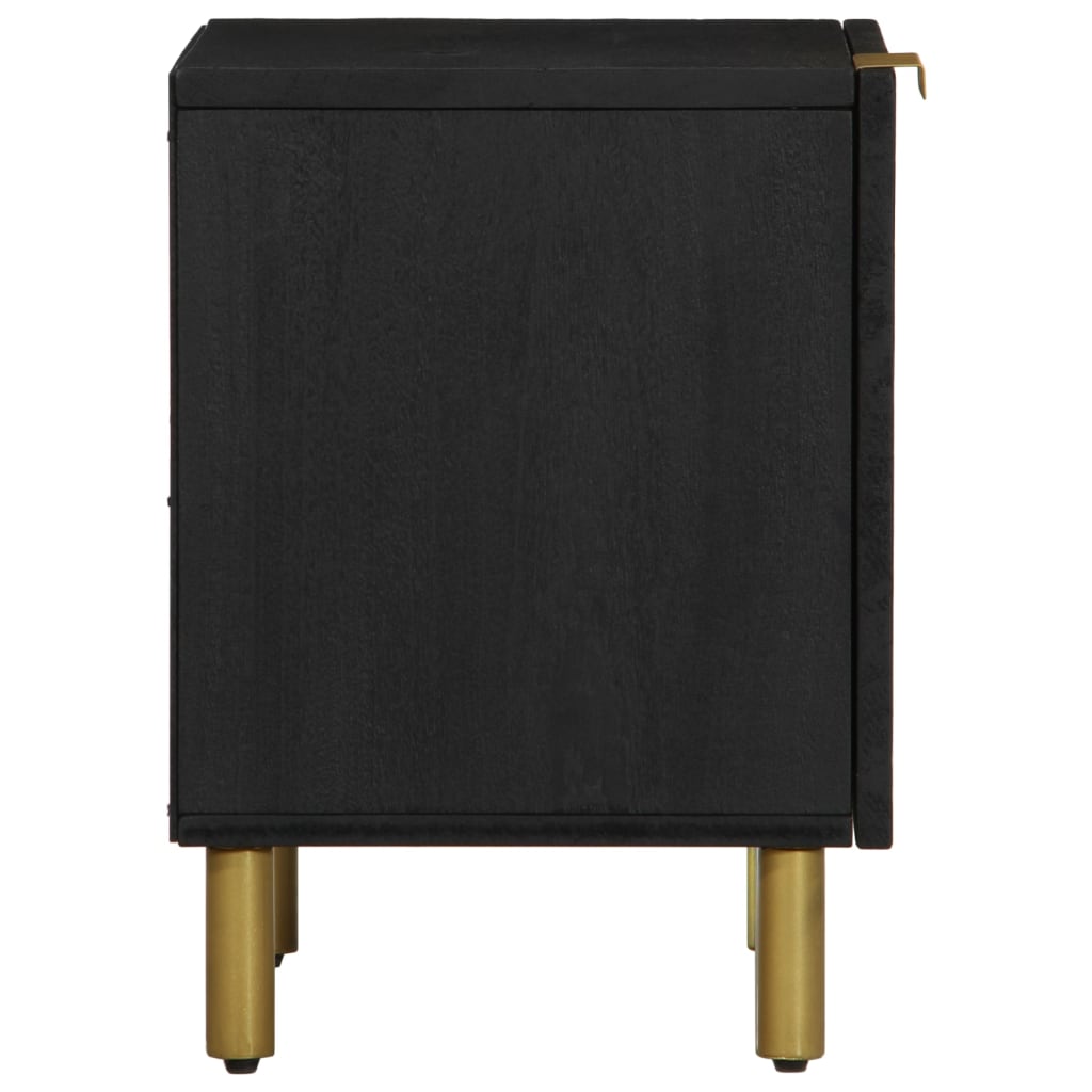 Nachttisch Schwarz 40X33X46 Cm Massivholz Mango