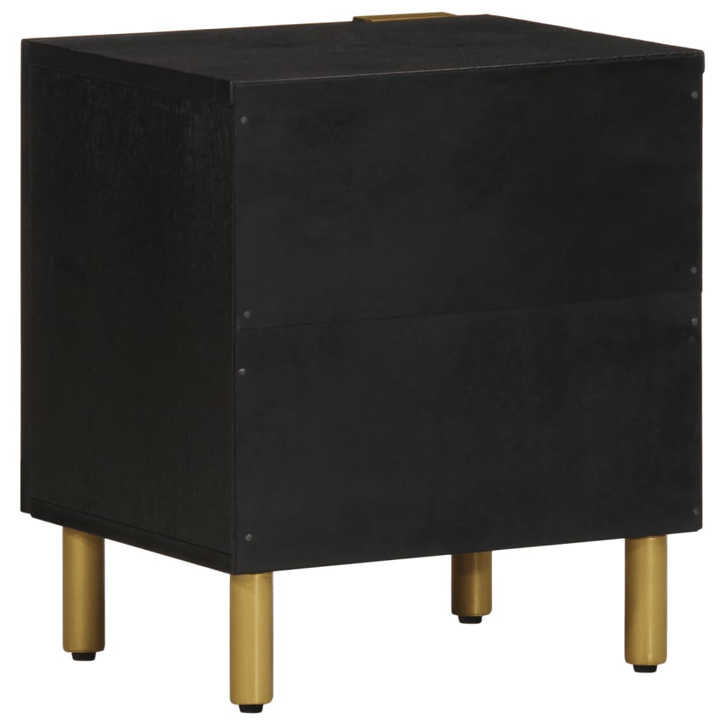 Nachttisch Schwarz 40X33X46 Cm Massivholz Mango