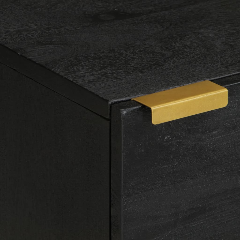 Nachttisch Schwarz 40X33X46 Cm Massivholz Mango