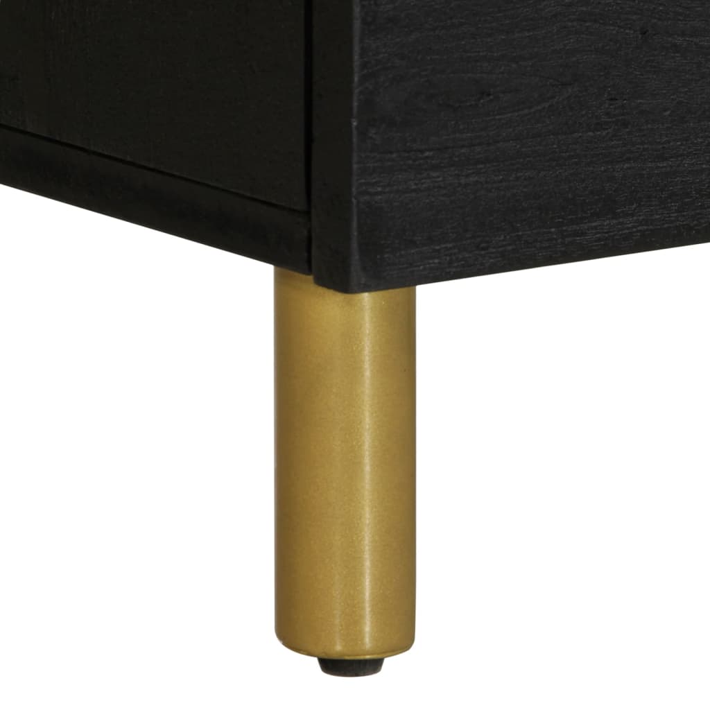 Nachttisch Schwarz 40X33X46 Cm Massivholz Mango