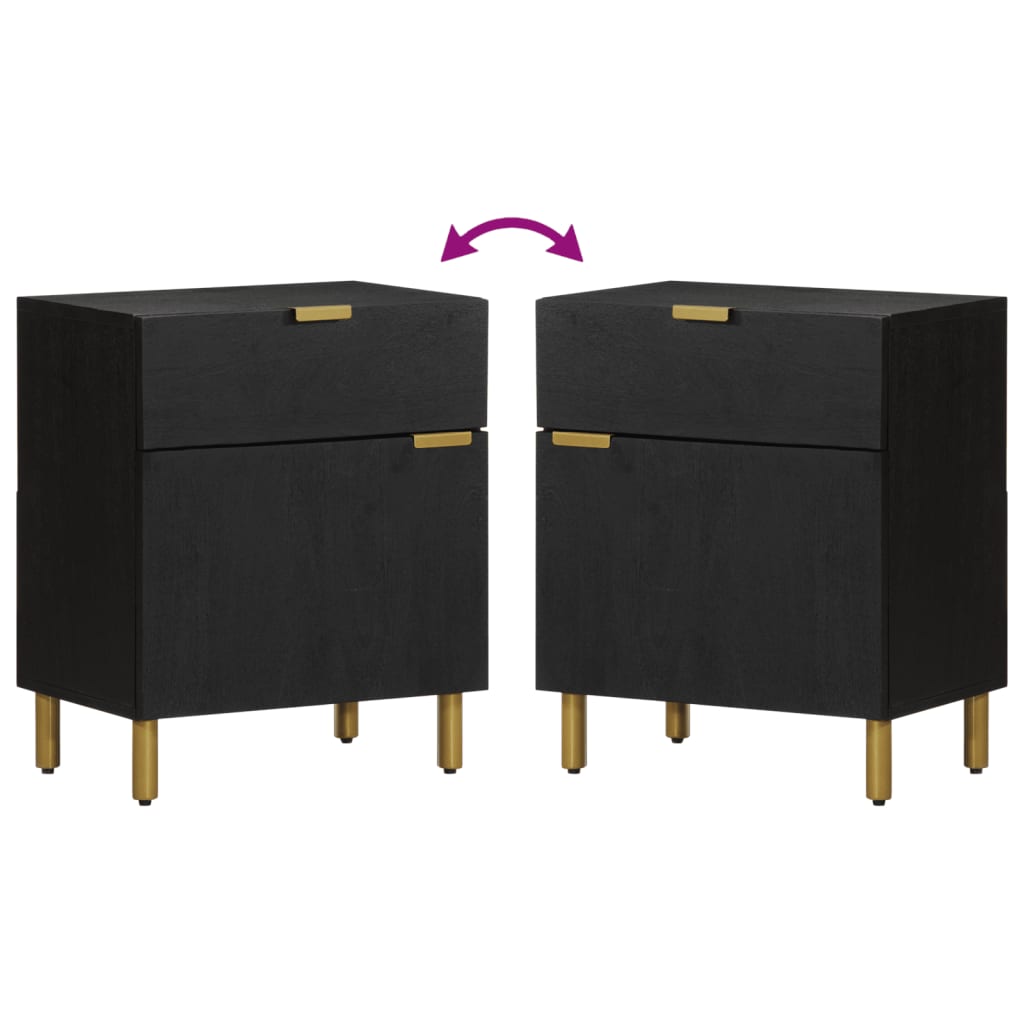Nachttisch Schwarz 50X33X60 Cm Holzwerkstoff Blau