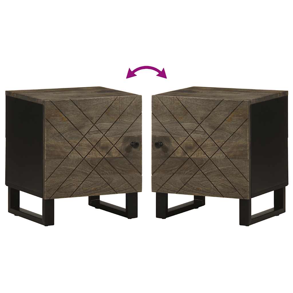 Nachttisch Schwarz 40X33X46 Cm Massivholz Mango