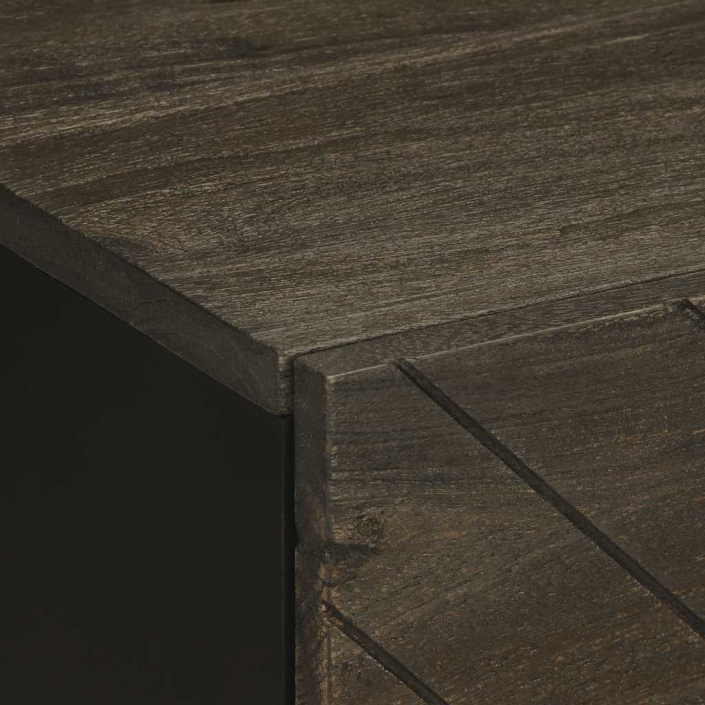 Nachttisch Schwarz 40X33X46 Cm Massivholz Mango