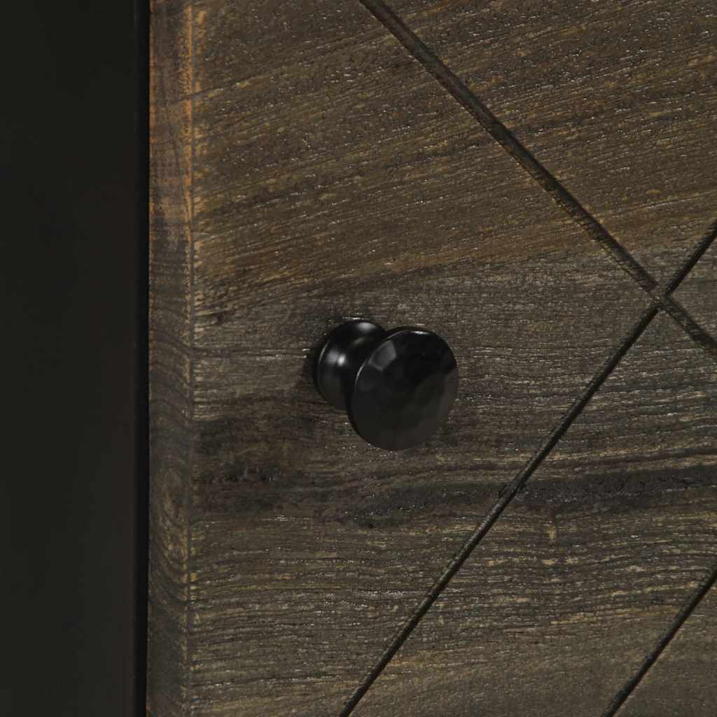Nachttisch Schwarz 40X33X46 Cm Massivholz Mango