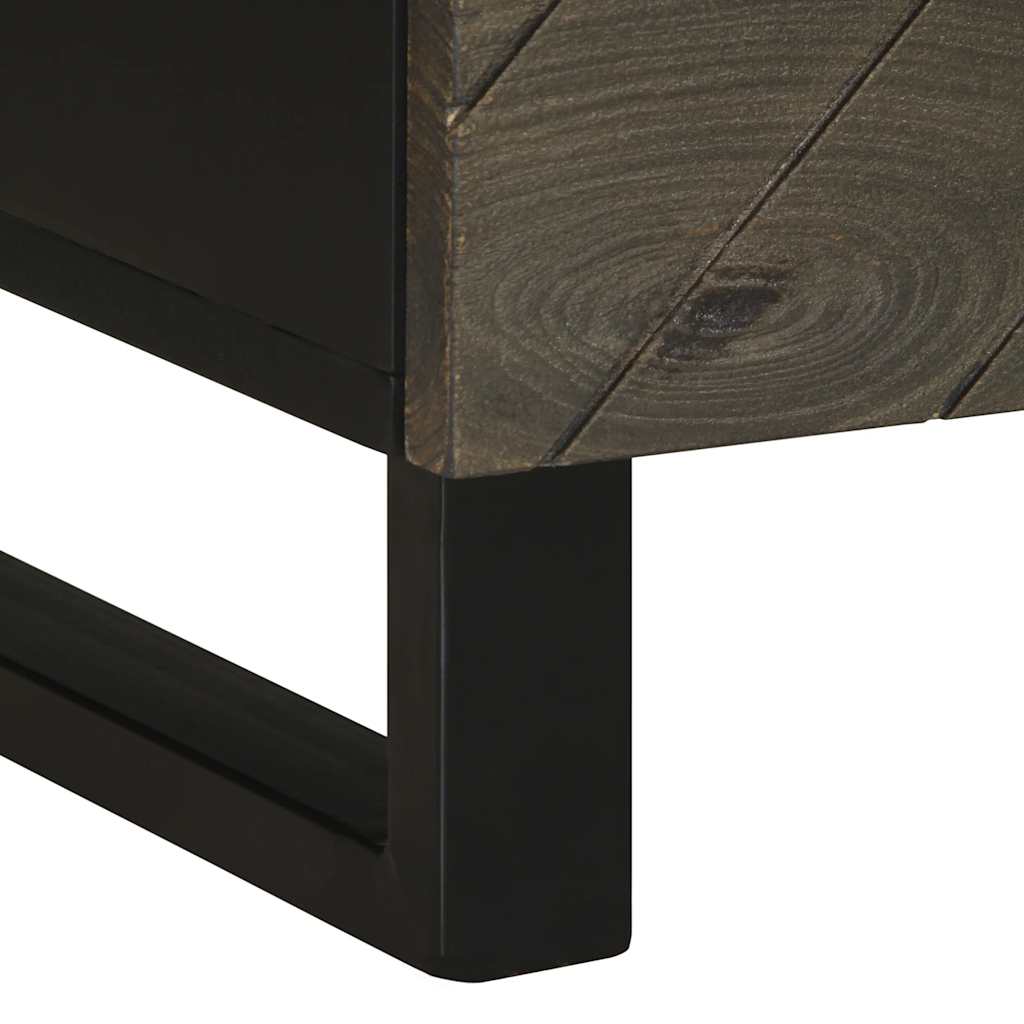 Nachttisch Schwarz 40X33X46 Cm Massivholz Mango