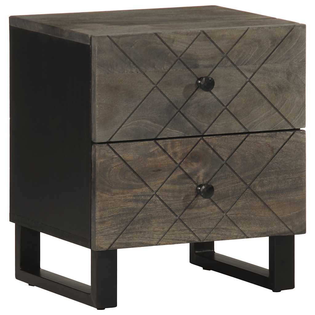 Nachttisch Schwarz 40X33X46 Cm Massivholz Mango