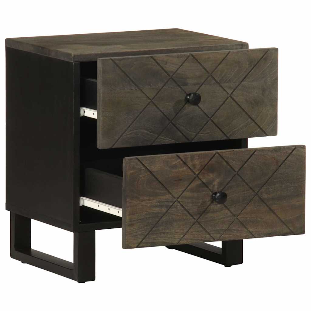 Nachttisch Schwarz 40X33X46 Cm Massivholz Mango