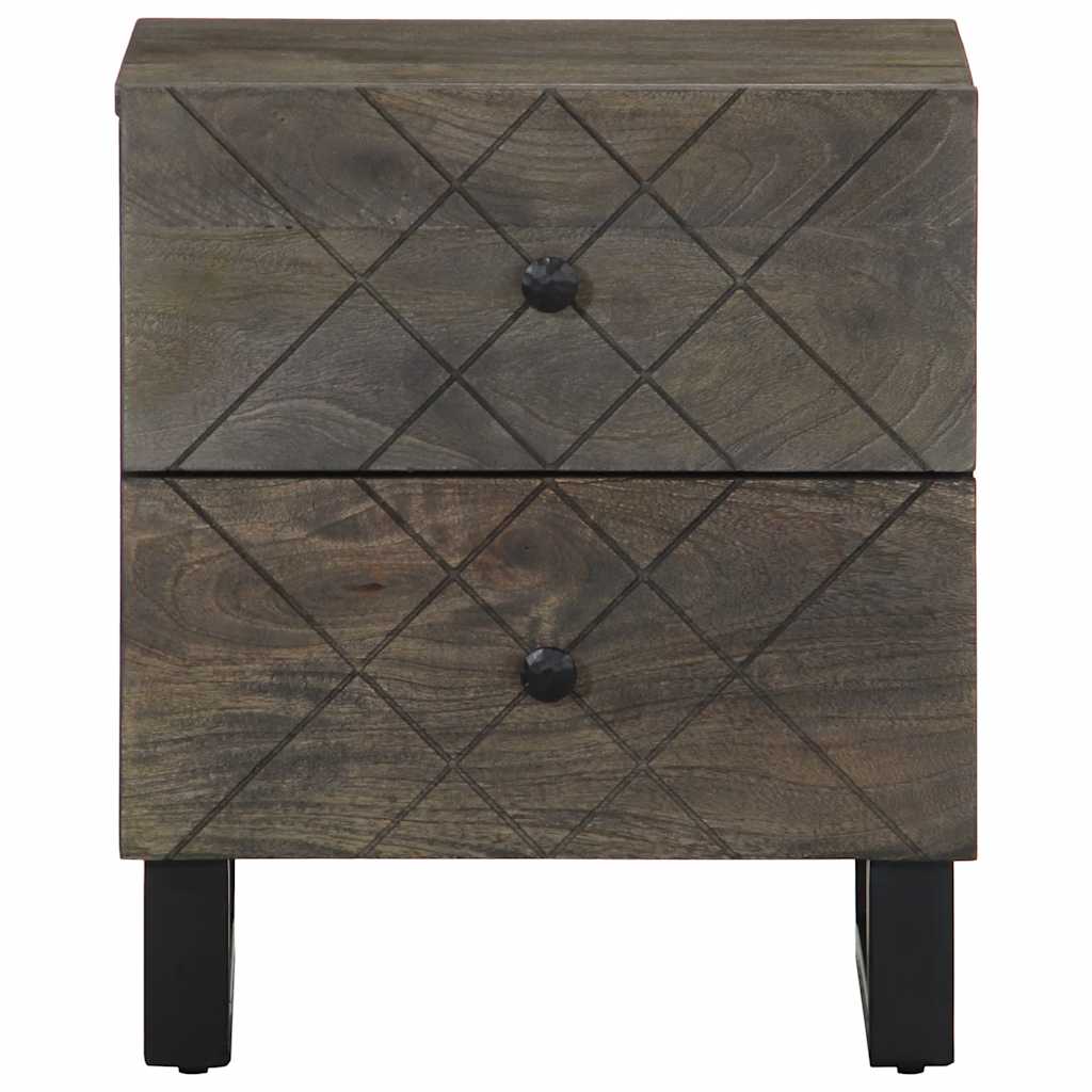Nachttisch Schwarz 40X33X46 Cm Massivholz Mango