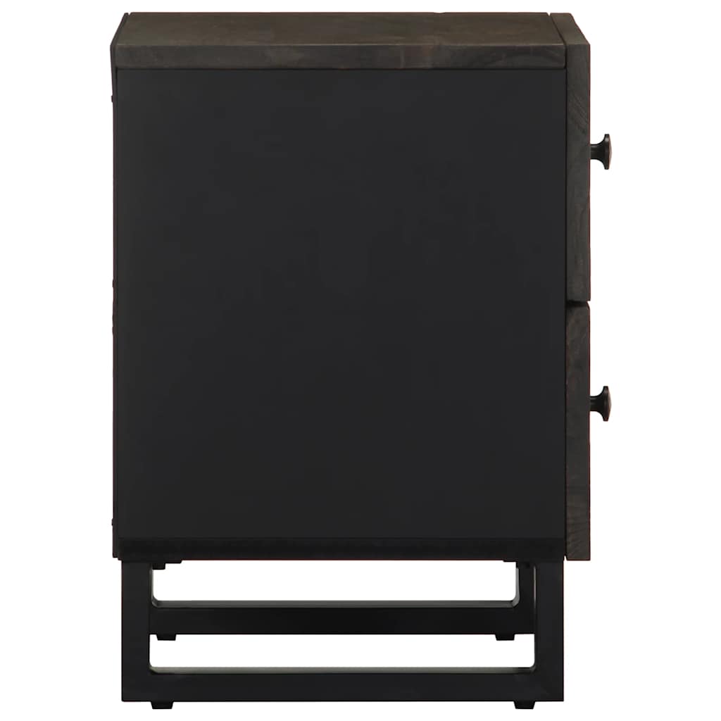 Nachttisch Schwarz 40X33X46 Cm Massivholz Mango