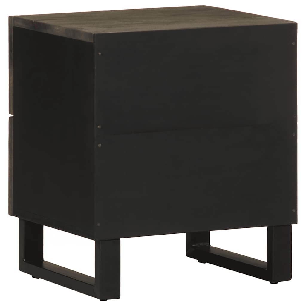 Nachttisch Schwarz 40X33X46 Cm Massivholz Mango
